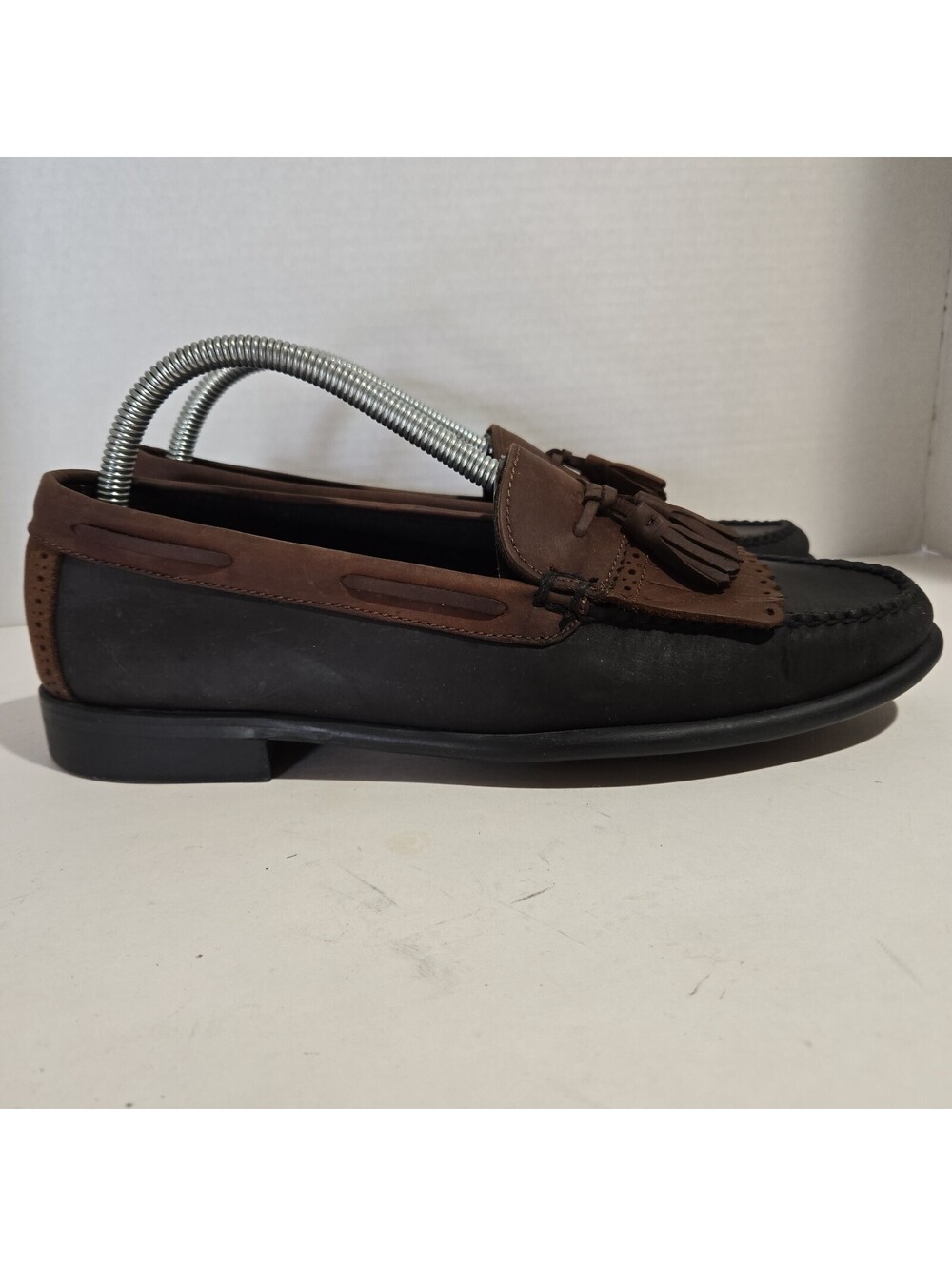 GH Bass Kiltie Leather Tassel Loafer Black & Brown Shoes Men's Size 10 M